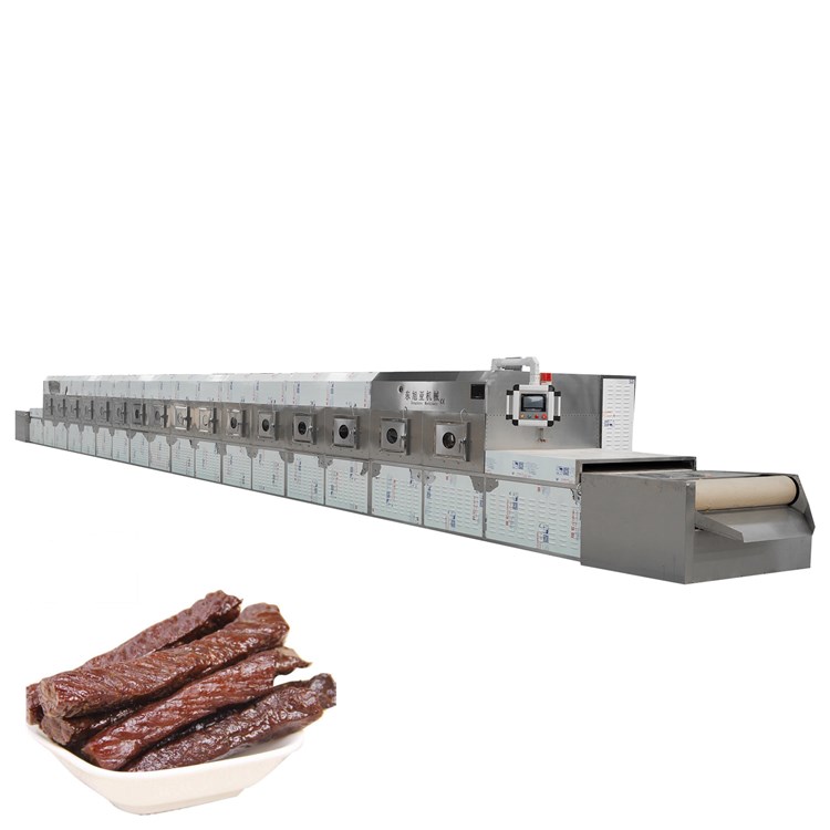 100Kw Water Cooled Industrial Belt Type Dried Beef Microwave Roasting Equipment For Factory